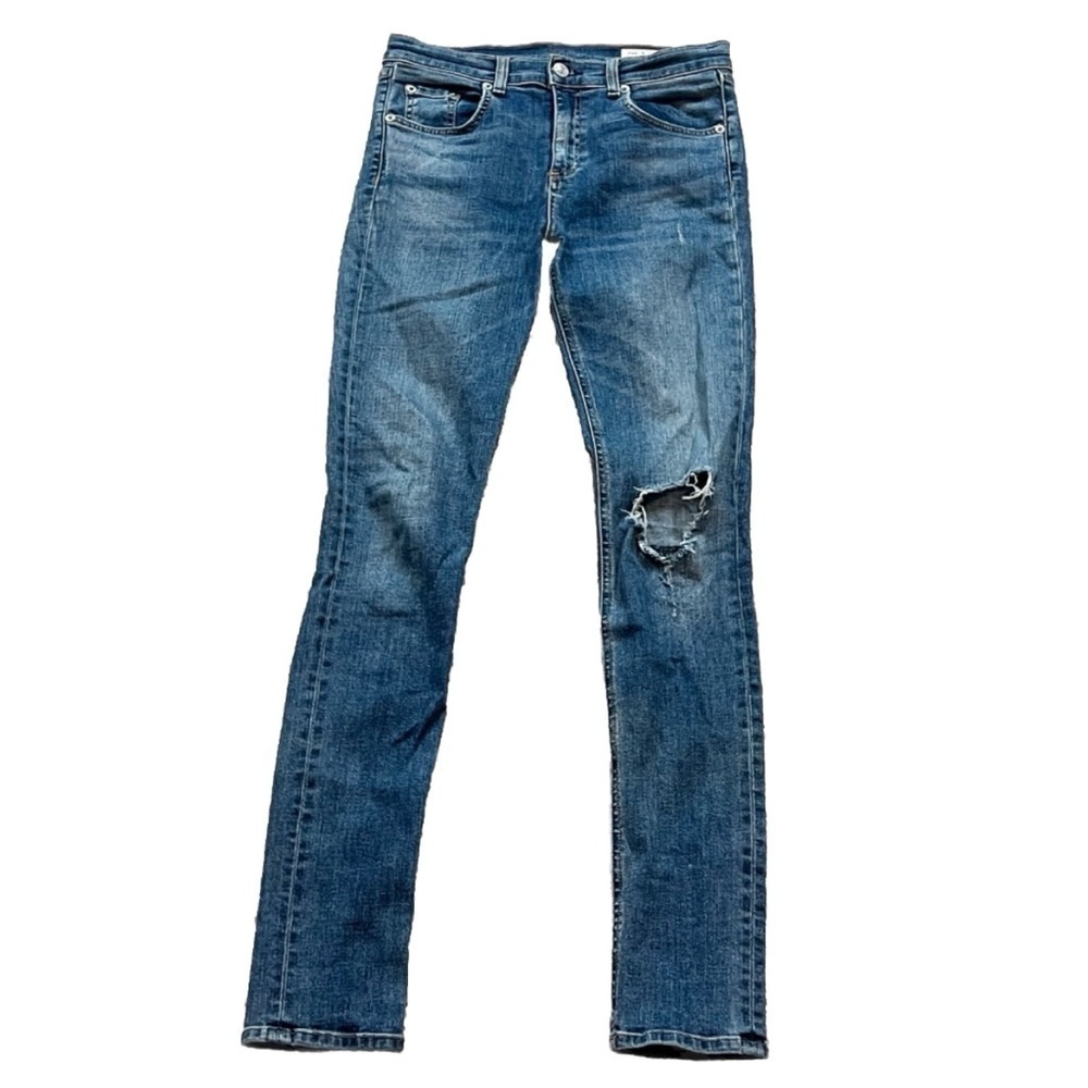 Rag & Bone 10 Inch Skinny Jeans High Rise Ward Medium Wash Stretchy Size 27